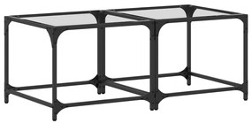 845967 vidaXL Маси за кафе с прозрачен стъклен плот 2 бр 50x50x40 см стомана