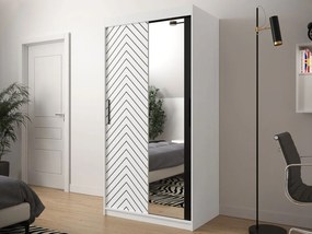 Плъзгащ се гардероб Jodelka с Огледало-Leuko-Mauro-Дължина: 100 cm