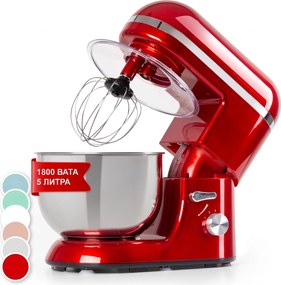 Klarstein Bella Elegance, кухненски робот, 1800 W, 1.7 к.с., 6 степени, 5 литра, червен