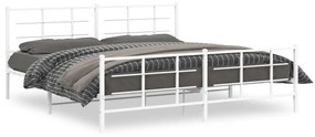 355635 vidaXL Метална рамка за легло с горна и долна табла, бяла, 200x200 см