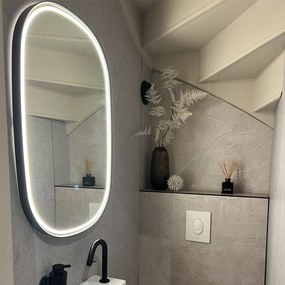 Огледало за баня черно с LED 3-степенно димиране с овално докосване - Miral