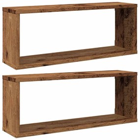 856586 vidaXL Wall Cube Shelves 2 бр. старо дърво 60x15x23 cm