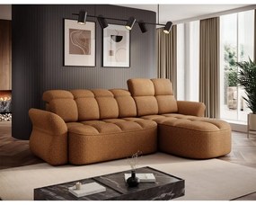 Жълт/кафяв кадифен сгъваем/с място за съхранение ъглов диван (десен ъгъл) Beneth – ELTAP