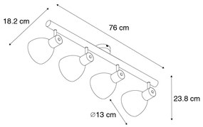 Ръстически прожектор черен с дърво 4-светлина - Flint