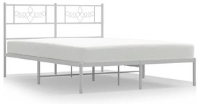 355313 vidaXL Метална рамка за легло с горна табла, бяла, 120x190 см