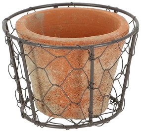 Телена кошница със саксия от теракота с отвор за оттичане Esschert Design - Esschert Design