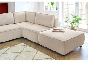 Кремав ъглов U-образен диван от велур, десен ъгъл Nihad modular - Bobochic Paris