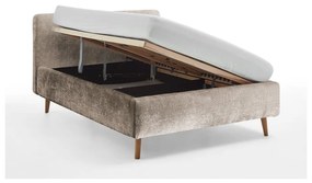 Бежово тапицирано двойно легло с място за съхранение с решетка 140x200 cm Mattis - Meise Möbel