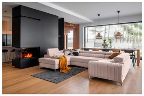 Розов сгъваем/с място за съхранение ъглов диван (ляв ъгъл/U форма) Louis – ELTAP