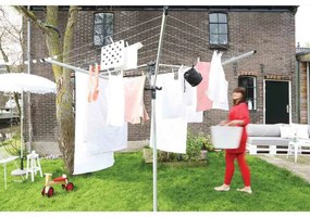Външен простор Brabantia Lift-O-Matic 90300270, 60 м, Регулируема височина, Метален шиш за вкопаване, Калъф, Резистентен на корозия, Инокс