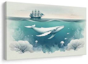 Картина на платно – Кит и корали под водата