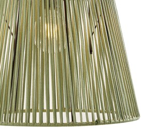 Външна висяща лампа черна със зелен въжен абажур IP44 - Cava Jayla