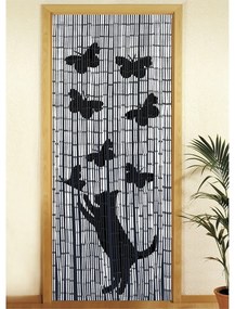 Черно-сива бамбукова завеса за врата 200x90 cm Cat and Butterfly - Maximex