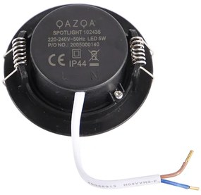 Комплект от 5 вградени прожектора черни с 3-степенно димиране IP44 - Ulo