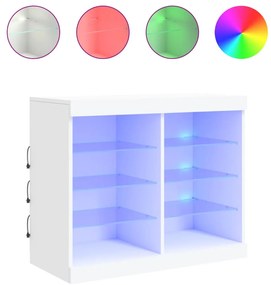 836700 vidaXL Сайдборд с LED светлини, бял, 81x37x67 см