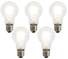 Комплект от 5 LED крушки E27 с филамент A60, сензор за здрач, 4W, 470lm, 2700K