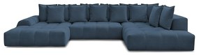 Тъмносин шенилов сгъваем/с място за съхранение ъглов диван (десен ъгъл/U форма) Everest – Bobochic Paris