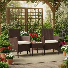 Градински мебели от ратан - комплект 2 стола + маса Черен