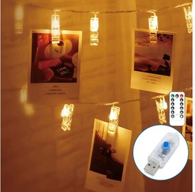 Aigostar - LED декоративна верига 20xLED/5W/USB 6 m топло бяло