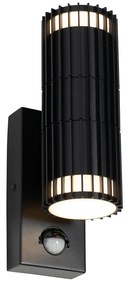 Външна стенна лампа черна с датчик за движение 2-светлина - Борис