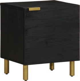 4017644 vidaXL Нощно шкафче, черно, 40x33x46 см, мангово дърво масив