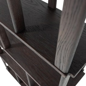 Тъмнокафява библиотека от масивен дъб 90x186x30 cm Riss – WOOOD