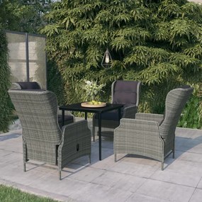 3099662 vidaXL Градински трапезен комплект, 5 части, светлосив