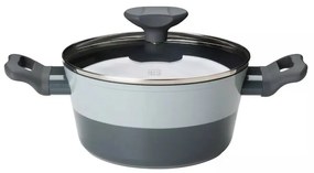 Тенджера със стъклен капак Tasty 678536, 20 см, 2.5 л, Индукция, Алуминий, Незалепващо покритие, Сив