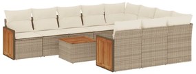 3260427 vidaXL Градински диван с възглавници, 11 части, бежов полиратан