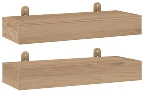 340754 vidaXL Стенни рафтове 2 бр 40x15x4 см тиково дърво масив