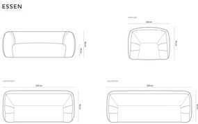 Диван от плат букле в цвят бордо 230 cm Essen - Cosmopolitan Design