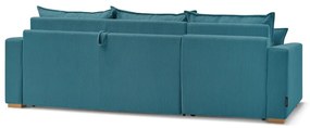 Син разтегателен ъглов диван от рипсено кадифе (променлив) Augustin – Bobochic Paris