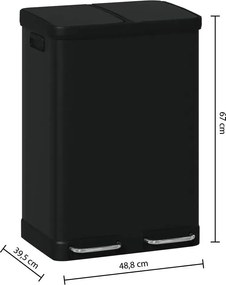 Кош за рециклиране 5five Ariane, Метал, 2x30 L - Черен