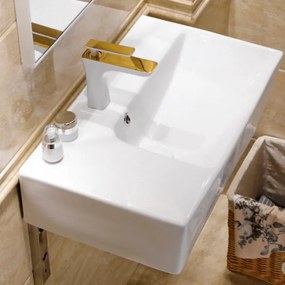 Мивка за баня ICC 5065R, Inter Ceramic, стенен монтаж, с отвор за смесител, порцелан, бял, 66x40x17см