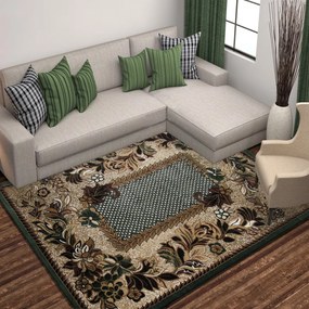 Стилен винтидж килим със зелена рамка Ширина: 80 см | Дължина: 150 см