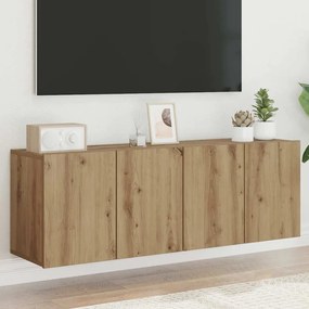 857665 vidaXL ТВ шкафове за стенен монтаж, 2 бр, дъб артизан, 60x30x41 см