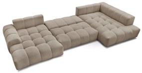 Кафяво-сив шенилов сгъваем/с място за съхранение ъглов диван (десен ъгъл/U форма) Everest – Bobochic Paris