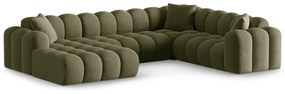 Зелен шенилов ъглов диван (десен ъгъл/U форма) Treno – Cosmopolitan Design