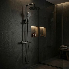 Душ комплект без чучур с термостат Rea Lungo Black