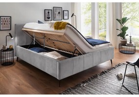 Светлосиво двойно легло с решетка и място за съхранение , 180 x 200 cm Lizzano - Meise Möbel