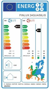 Инверторен климатик Finlux 24QUA58LIS, 24000 BTU, 55 м2, A+++, Wi-Fi, Нагревател на външно тяло, Плазмен филтър, 4D обдухване, Бял