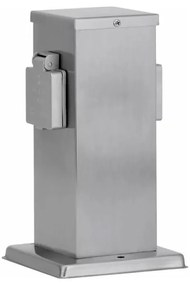 Екстериорен стълб с контакти 2Z SCHUKO 230V матов хром IP44