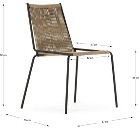 Бежови метални трапезни столове в комплект за подреждане 2 бр. Emily – Marckeric