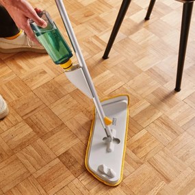 Моп със спрей Joseph Joseph CleanTech 65004, 145 см, Гъба за упорити петна, Стенна скоба, Сив