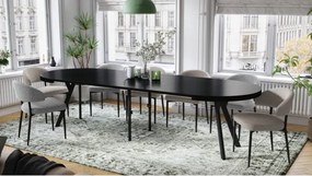 ЕКСПАНСО Черен мат/черни крака - ГОЛЯМА КРЪГЛА МАСА Ø110 РАЗТЕГАТЕЛНА ДО 310 cm С КРАКА Y ЛОФТ/ИНДУСТРИАЛНА