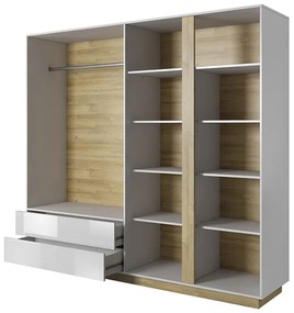 Гардероб Arcan Четирикрилен-бял естествен