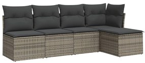 3217520 vidaXL Градински комплект с възглавници, 5 части, сив полиратан
