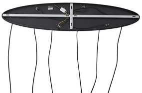 Висяща лампа черна с кехлибарено, димно и прозрачно стъкло 6 светлини - Елена