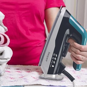 Ютия Beper P204CAL200, 2250W, Керамична плоча, Термостат, Филтър, Непрекъснат цикъл, Бял/синьозелен