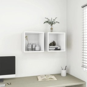805445 vidaXL Стенни шкафове, 2 бр, бели, 37x37x37 см, инженерно дърво